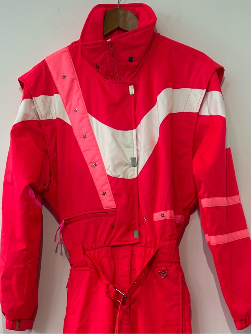 Vintage Obermeyer Gore Tex One Piece Ski Snow Suit Bib Womens Sz 10 Neon Pink - Picture 5 of 8